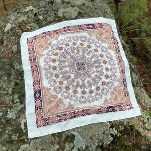Cream paisley fabric scarves square shape